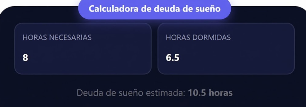 Calculadora de Sueño "Calculadora de deuda de sueño semanal"