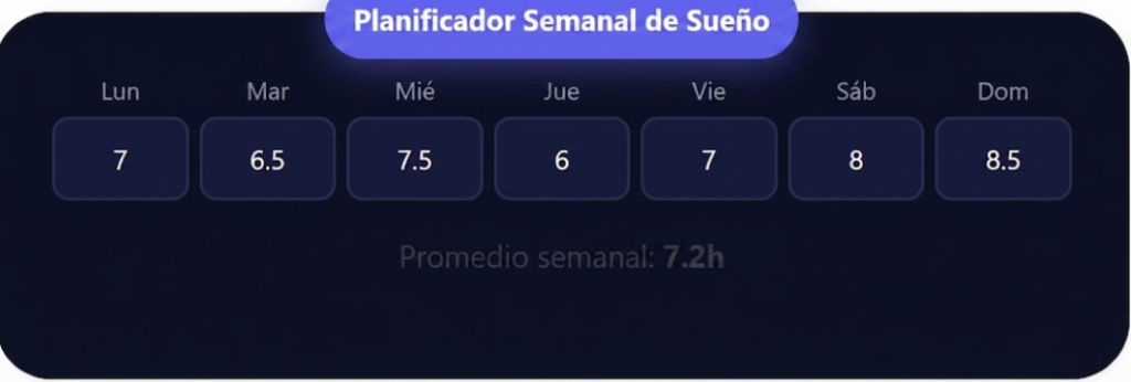 Calculadora de Sueño "Planificador semanal de horarios de sueño"