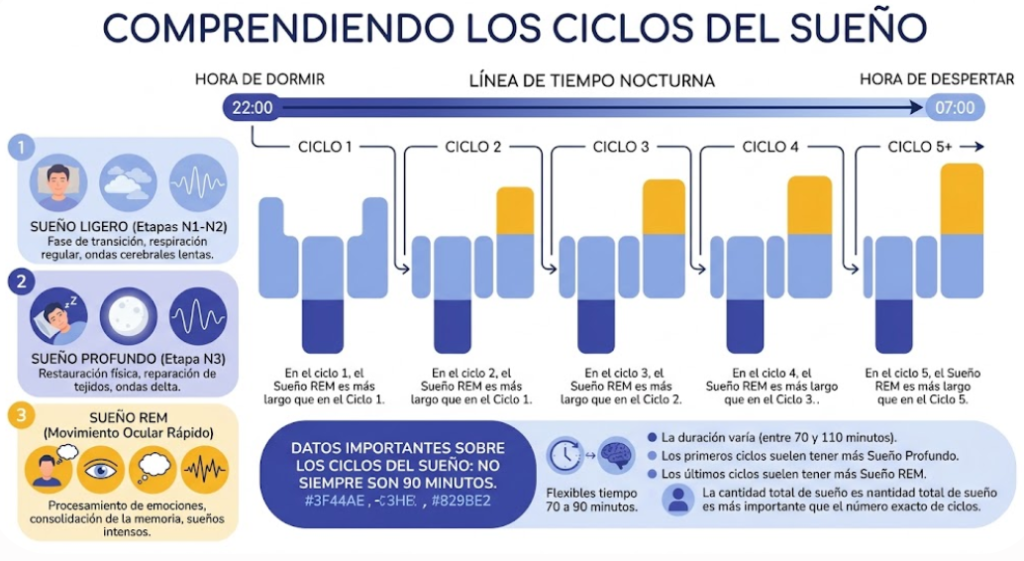 ¿A Qué Hora Dormir para Despertar a las 6, 7 u 8? Ciclos del sueño: sueño ligero, profundo y REM