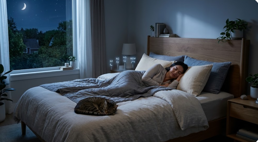 Las 4 Etapas del Sueño: Ligero, Profundo y REM Etapas del sueño durante una noche de descanso