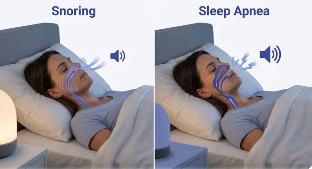 Diferencia entre los ronquidos y la apnea del sueño