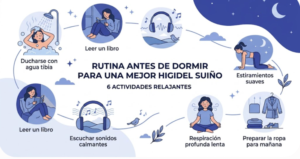Cómo Recuperar tu Horario de Sueño en Pocos Días Rutina relajante antes de dormir y hábitos de higiene del sueño