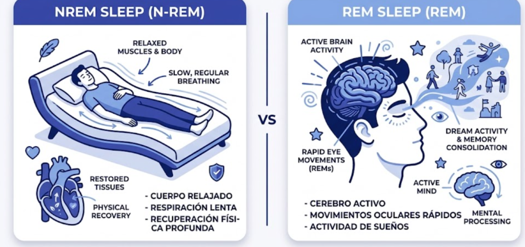 Las 4 Etapas del Sueño: Ligero, Profundo y REM Diferencia entre sueño NREM y sueño REM